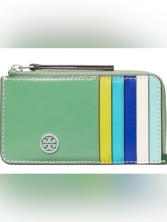 Tory Burch Handbags - Tory Burch Robinson Spazzaloto Leather Card Case in Green Multicolor
